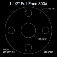 1-1/2" Full Face Flange Gasket (w/4 Bolt Holes) - 300 Lbs. - 1/8" Thick Garlock Blue-Gard 3000