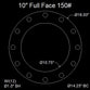 10" Full Face Flange Gasket (w/12 Bolt Holes) - 150 Lbs. - 1/16" Thick EPDM NSF-61