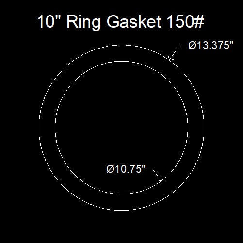 10" Ring Flange Gasket - 150 Lbs. - 1/8" Thick Garlock GYLON® Style 3504