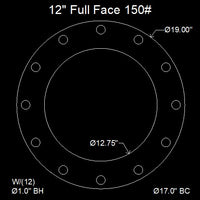 12" Full Face Flange Gasket (w/4 Bolt Holes) - 150 Lbs. - 1/16" Thick Garlock GYLON® Style 3504