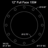 12" Full Face Flange Gasket (w/12 Bolt Holes) - 150 Lbs. - 1/8" Thick Garlock 3760U