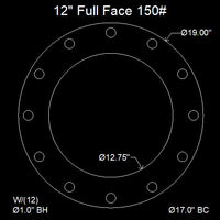12" Full Face Flange Gasket (w/4 Bolt Holes) - 150 Lbs. - 1/16" Thick Garlock GYLON® Style 3510