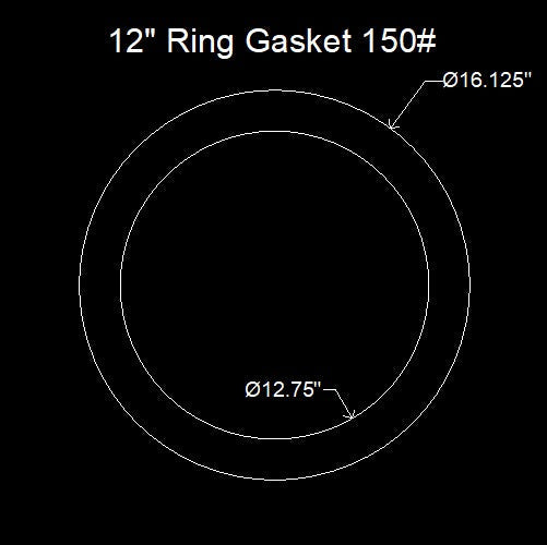 12" Ring Flange Gasket - 150 Lbs. - 1/16" Thick Garlock GYLON® Style 3510