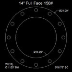 14" Full Face Flange Gasket (w/12 Bolt Holes) - 150 Lbs. - 1/16" Thick Garlock GYLON® Style 3500