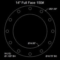 14" Full Face Flange Gasket (w/12 Bolt Holes) - 150 Lbs. - 1/16" Thick Garlock GYLON® Style 3504