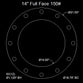 14" Full Face Flange Gasket (w/12 Bolt Holes) - 150 Lbs. - 1/16" Thick EPDM NSF-61