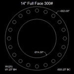 14" Full Face Flange Gasket (w/20 Bolt Holes) - 300 Lbs. - 1/8" Thick Garlock Blue-Gard 3000