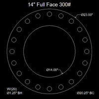 14" Full Face Flange Gasket (w/20 Bolt Holes) - 300 Lbs. - 1/8" Thick Garlock Blue-Gard 3000