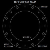 16" Full Face Flange Gasket (w/16 Bolt Holes) - 150 Lbs. - 1/16" Thick EPDM NSF-61