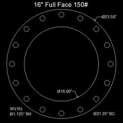 16" Full Face Flange Gasket (w/16 Bolt Holes) - 150 Lbs. - 1/8" Thick Garlock IFG-5500