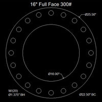 16" Full Face Flange Gasket (w/20 Bolt Holes) - 300 Lbs. - 1/8" Thick (SBR) Red Rubber