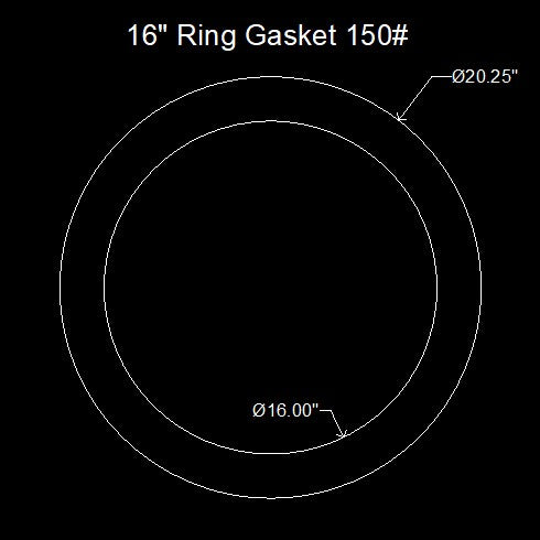 16" Ring Flange Gasket - 150 Lbs. - 1/16" Thick Garlock GYLON® Style 3500