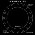 18" Full Face Flange Gasket (w/16 Bolt Holes) - 150 Lbs. - 1/16" Thick Garlock GYLON® Style 3500