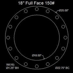 18" Full Face Flange Gasket (w/16 Bolt Holes) - 150 Lbs. - 1/8" Thick Garlock IFG-5500