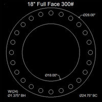 18" Full Face Flange Gasket (w/20 Bolt Holes) - 300 Lbs. - 1/8" Thick Garlock Blue-Gard 3000