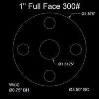 1" Full Face Flange Gasket (w/8 Bolt Holes) - 300 Lbs. - 1/8" Thick Garlock Blue-Gard 3000