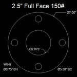 2-1/2" Full Face Flange Gasket (w/4 Bolt Holes) - 150 Lbs. - 1/16" Thick Garlock GYLON® Style 3510