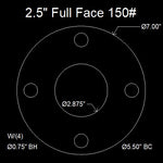 2-1/2" Full Face Flange Gasket (w/4 Bolt Holes) - 150 Lbs. - 1/8" Thick Garlock GYLON® Style 3510