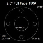 2-1/2" Full Face Flange Gasket (w/4 Bolt Holes) - 150 Lbs. - 1/16" Thick Garlock GYLON® Style 3500
