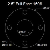 2-1/2" Full Face Flange Gasket (w/4 Bolt Holes) - 150 Lbs. - 1/16" Thick Garlock GYLON® Style 3500