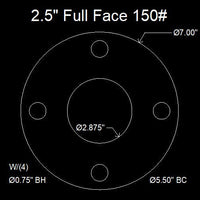 2-1/2" Full Face Flange Gasket (w/4 Bolt Holes) - 150 Lbs. - 1/16" Thick EPDM NSF-61