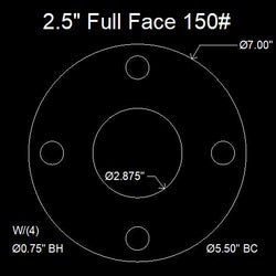 2-1/2" Full Face Flange Gasket (w/4 Bolt Holes) - 150 Lbs. - 1/16" Thick Garlock Blue-Gard 3700