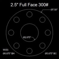 2-1/2" Full Face Flange Gasket (w/8 Bolt Holes) - 300 Lbs. - 1/8" Thick Garlock Blue-Gard 3000