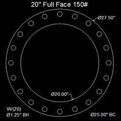 20" Full Face Flange Gasket (w/20 Bolt Holes) - 150 Lbs. - 1/8" Thick Garlock IFG-5500