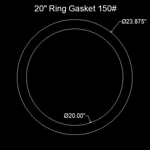 20" Ring Flange Gasket - 150 Lbs. - 1/16" Thick Garlock Blue-Gard 3700