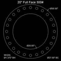 20" Full Face Flange Gasket (w/20 Bolt Holes) - 300 Lbs. - 1/8" Thick Garlock Blue-Gard 3000