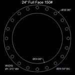 24" Full Face Flange Gasket (w/20 Bolt Holes) - 150 Lbs. - 1/16" Thick EPDM NSF-61