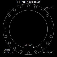 24" Full Face Flange Gasket (w/20 Bolt Holes) - 150 Lbs. - 1/16" Thick EPDM NSF-61