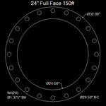 24" Full Face Flange Gasket (w/20 Bolt Holes) - 150 Lbs. - 1/16" Thick Garlock Blue-Gard 3700