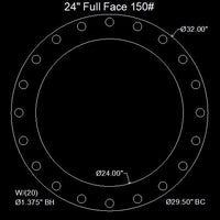 24" Full Face Flange Gasket (w/20 Bolt Holes) - 150 Lbs. - 1/16" Thick Garlock Blue-Gard 3700