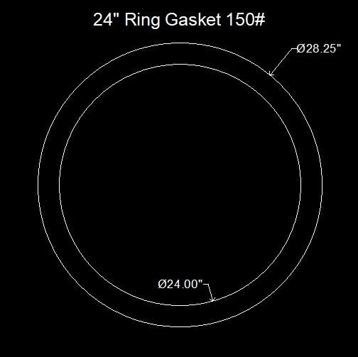 24" Ring Flange Gasket - 150 Lbs. - 1/16" Thick Garlock Blue-Gard 3700