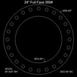 24" Full Face Flange Gasket (w/20 Bolt Holes) - 300 Lbs. - 1/8" Thick Durlon 7950