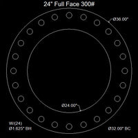 24" Full Face Flange Gasket (w/20 Bolt Holes) - 300 Lbs. - 1/8" Thick Durlon 7950