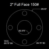 2" Full Face Flange Gasket (w/4 Bolt Holes) - 150 Lbs. - 1/16" Thick Garlock GYLON® Style 3510