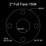 2" Full Face Flange Gasket (w/4 Bolt Holes) - 150 Lbs. - 1/8" Thick Garlock GYLON® Style 3500