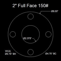 2" Full Face Flange Gasket (w/4 Bolt Holes) - 150 Lbs. - 1/8" Thick Garlock IFG-5500