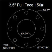 3-1/2" Full Face Flange Gasket (w/8 Bolt Holes) - 150 Lbs. - 1/8" Thick Garlock GYLON® Style 3510