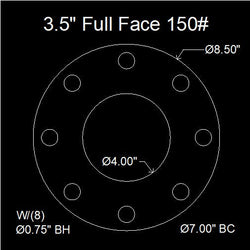 3-1/2" Full Face Flange Gasket (w/8 Bolt Holes) - 150 Lbs. - 1/16" Thick Garlock Blue-Gard 3700