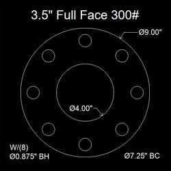 3-1/2" Full Face Flange Gasket (w/8 Bolt Holes) - 300 Lbs. - 1/8" Thick Garlock Blue-Gard 3000