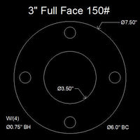 3" Full Face Flange Gasket (w/4 Bolt Holes) - 150 Lbs. - 1/16" Thick EPDM NSF-61