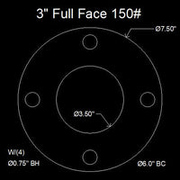 3" Full Face Flange Gasket (w/4 Bolt Holes) - 150 Lbs. - 1/8" Thick Garlock GYLON® Style 3510