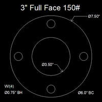 3" Full Face Flange Gasket (w/4 Bolt Holes) - 150 Lbs. - 1/16" Thick Garlock Blue-Gard 3700