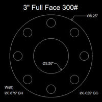 3" Full Face Flange Gasket (w/8 Bolt Holes) - 300 Lbs. - 1/8" Thick Garlock Blue-Gard 3000