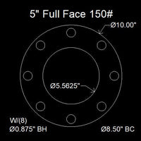 5" Full Face Flange Gasket (w/8 Bolt Holes) - 150 Lbs. - 1/16" Thick EPDM NSF-61