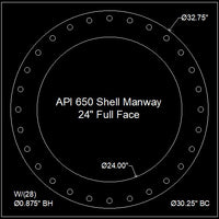 API 650 Shell Manway Gasket 24" Full Face - 1/8" Thick Garlock MULTI-SWELL 3760U