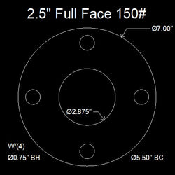 2-1/2" Full Face Flange Gasket (w/4 Bolt Holes) - 150 Lbs. - 1/16" Thick Garlock Blue-Gard 3000